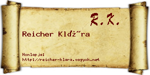 Reicher Klára névjegykártya